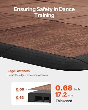 VEVOR Dance Floor Tiles, 12.4 x 12.4 in Interlocking Dance Flooring Portable Tap Dance Practice Floor with Cushioned Base for Home Studio Outdoor Party