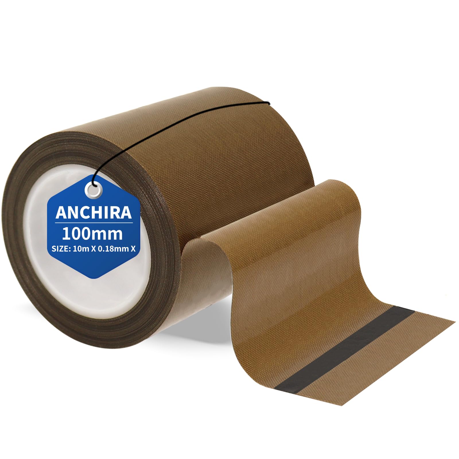 Cinta Teflon Adhesiva 100 mm x 10 m, Cinta Alta Temperatura, Selladora PTFE para Envasadora al Vacío y Sellado Manual e Impulso