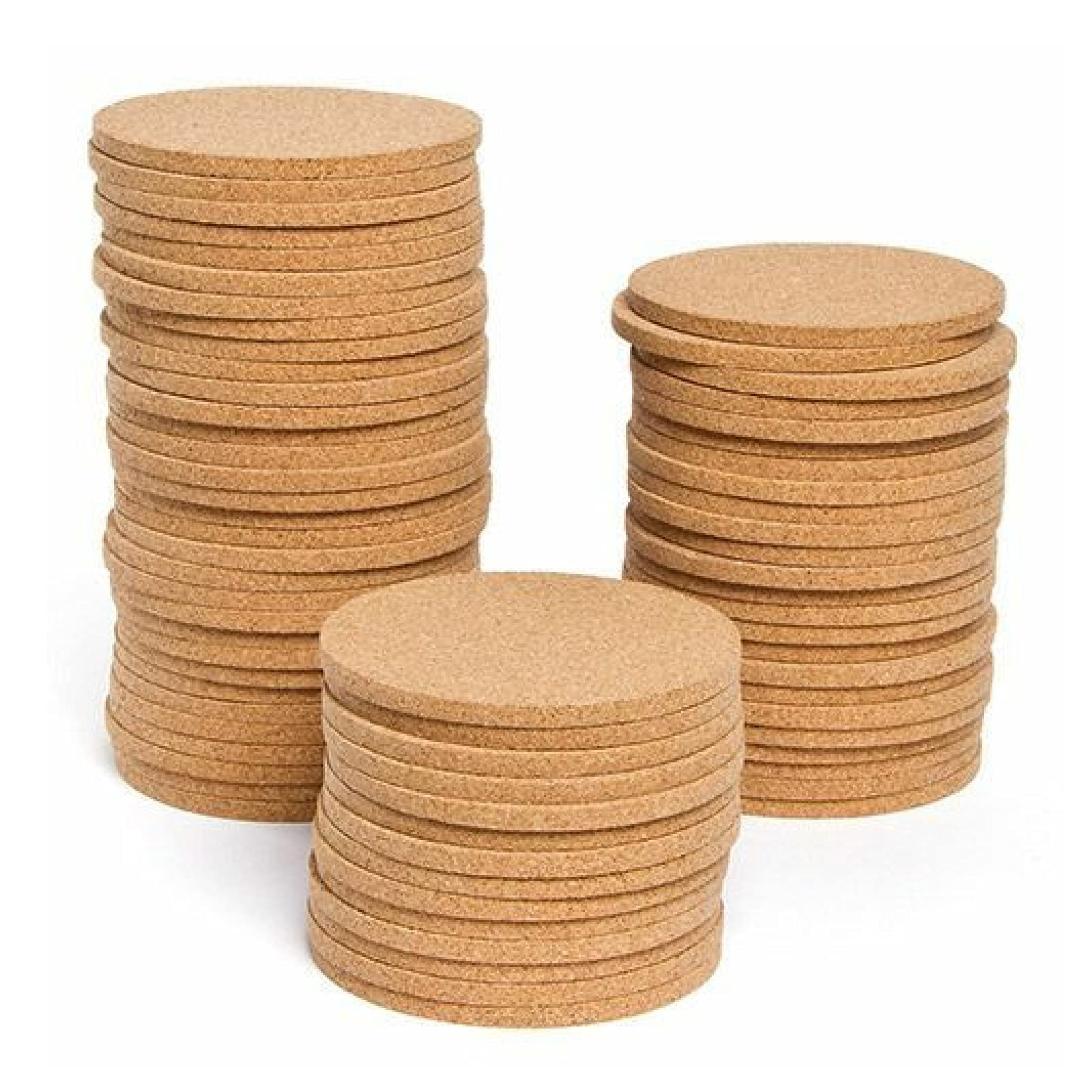 Plain Round Real Cork Coasters (50)