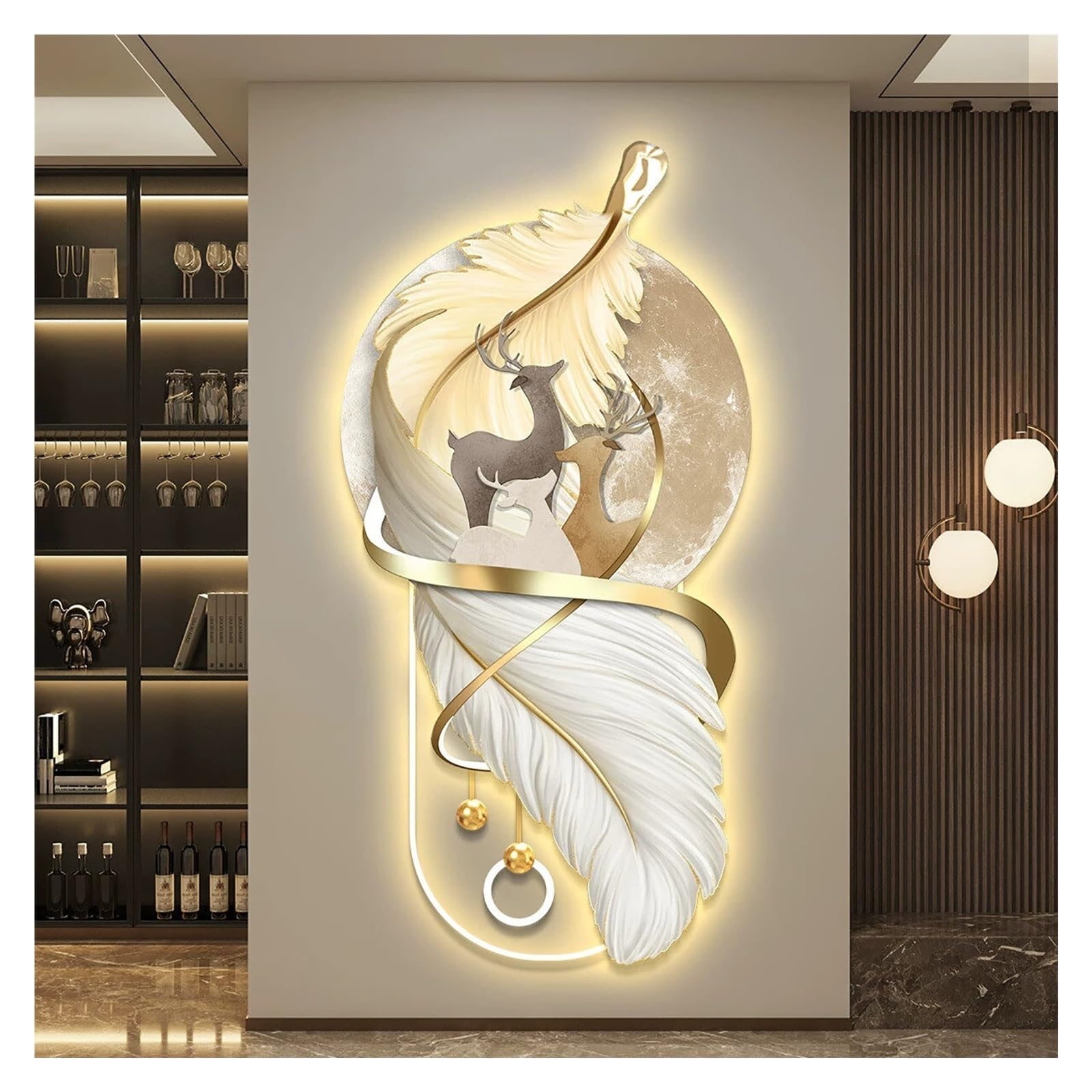 Décoration murale 3D montagne LED 120x60cm en porcelaine de cristal - 8