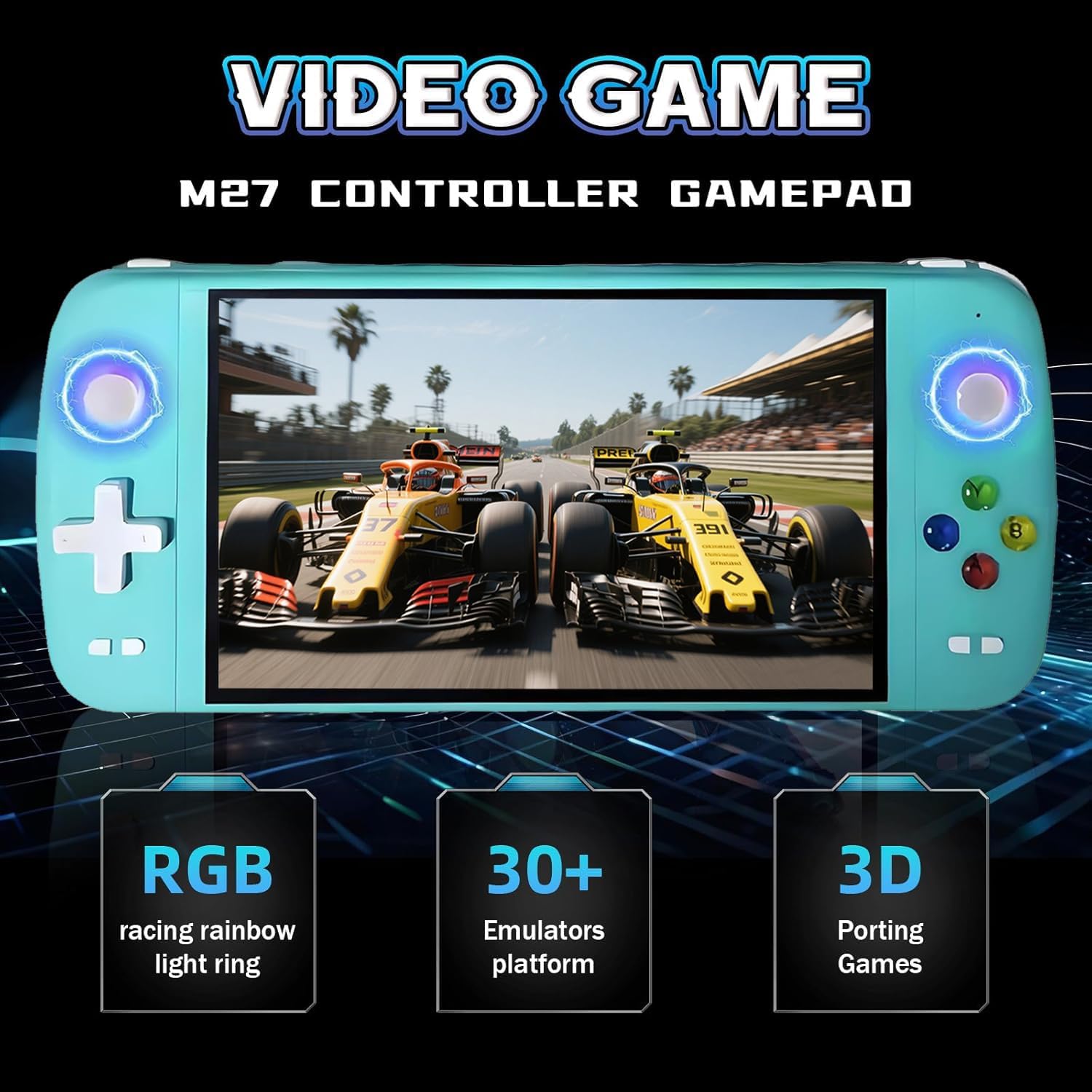 New M27 Retro Handheld Game Console,7-inch IPS Screen Portable Android Gaming Handheld,Built-in 64G with 20000 Games,Linux System,Portable Pocket Mini Arcade (Green,64g) 3 71MoZGofVML. AC SL1500