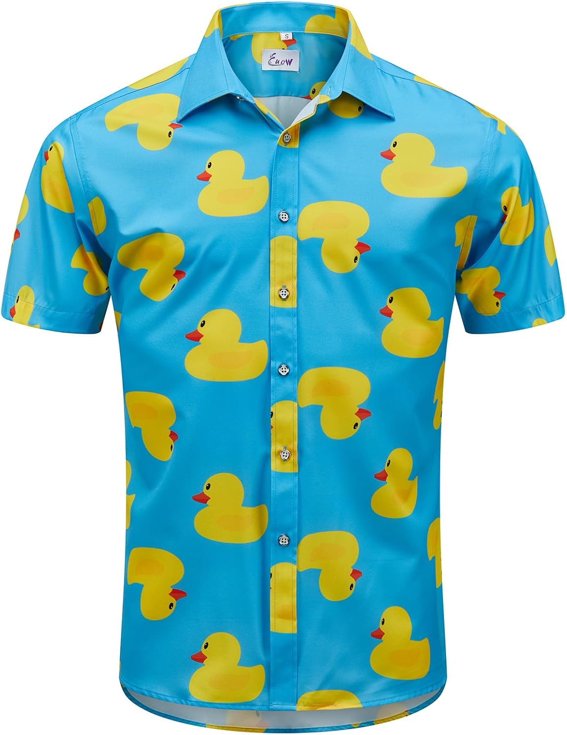 EUOW Easter Button Up Shirt for Men Fun Chick Printed Casual Short Sleeve Hawaiian Tropical Beach Shirts - Image 2