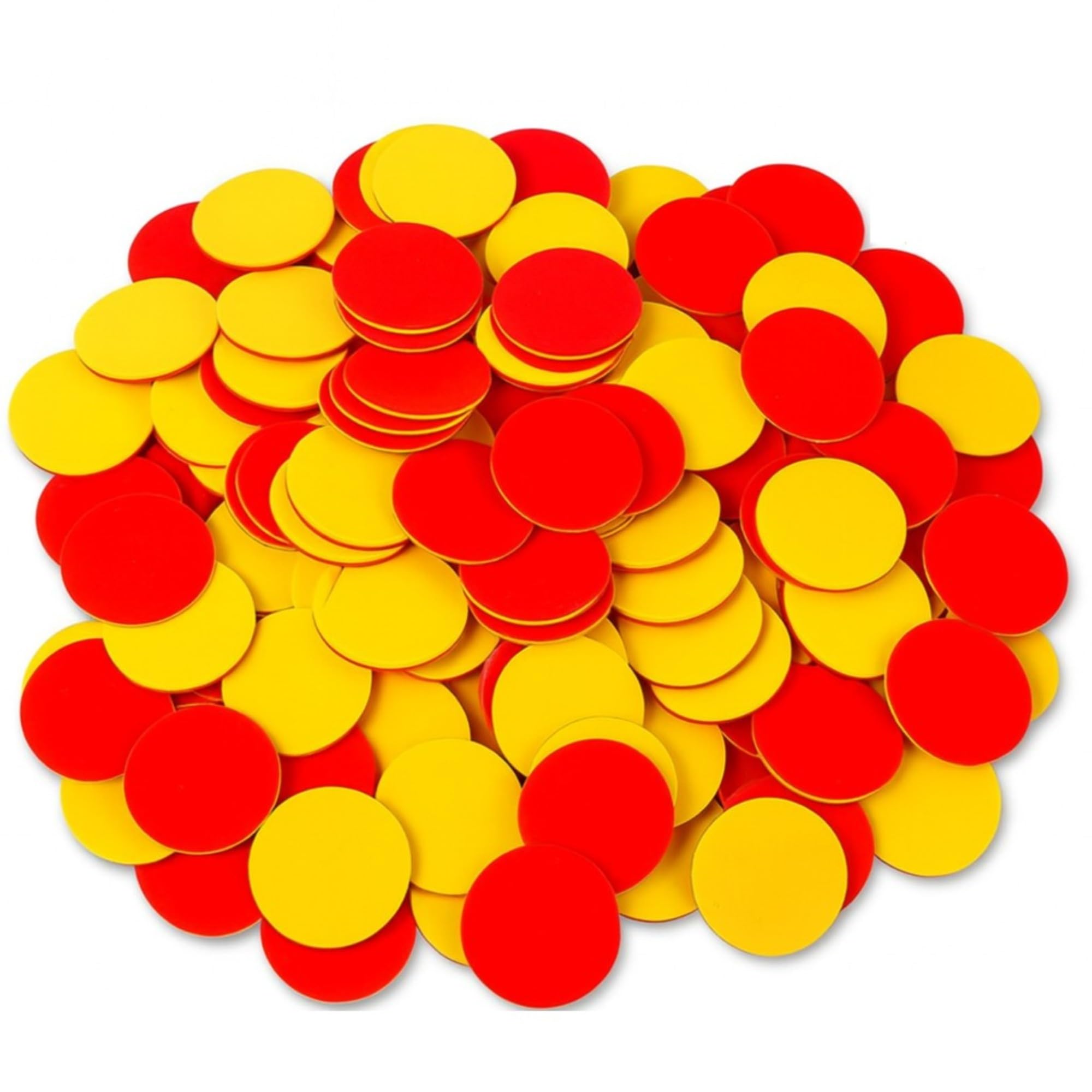 Two Colour Counters 100pcs – Double-Sided Maths Counters for Kids, Durable Plastic Counting Resources for Classroom & Home Learning, Key Stage 1 Numeracy & Place Value Toys (Red/Yellow)