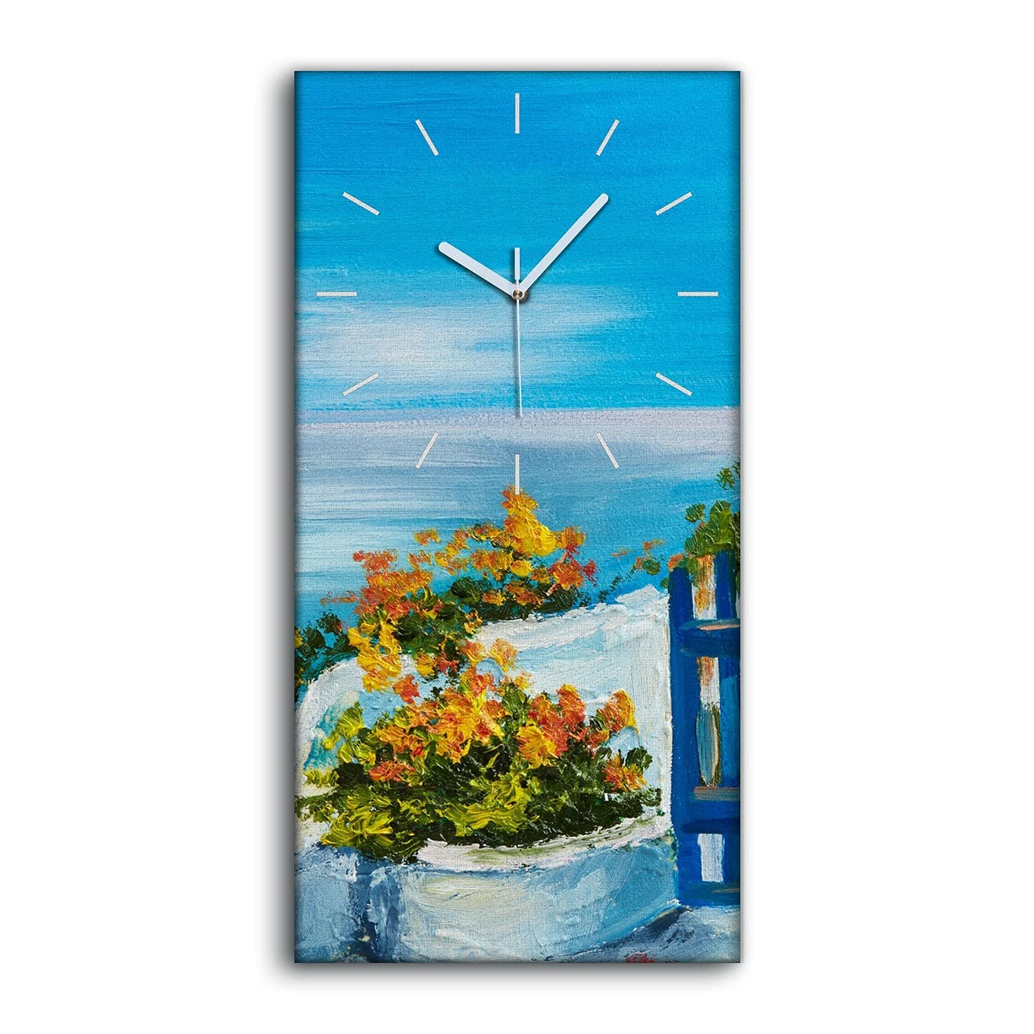 Horloge sur Toile Fleurs d'Huile 30x60cm Coloray pour Décoration Salon