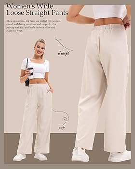 Pantaloni Donna Eleganti A Vita Alta - Casual, Estivi, Per Ufficio E Tempo Libero - Con Bottone Irregolare - Foto 2