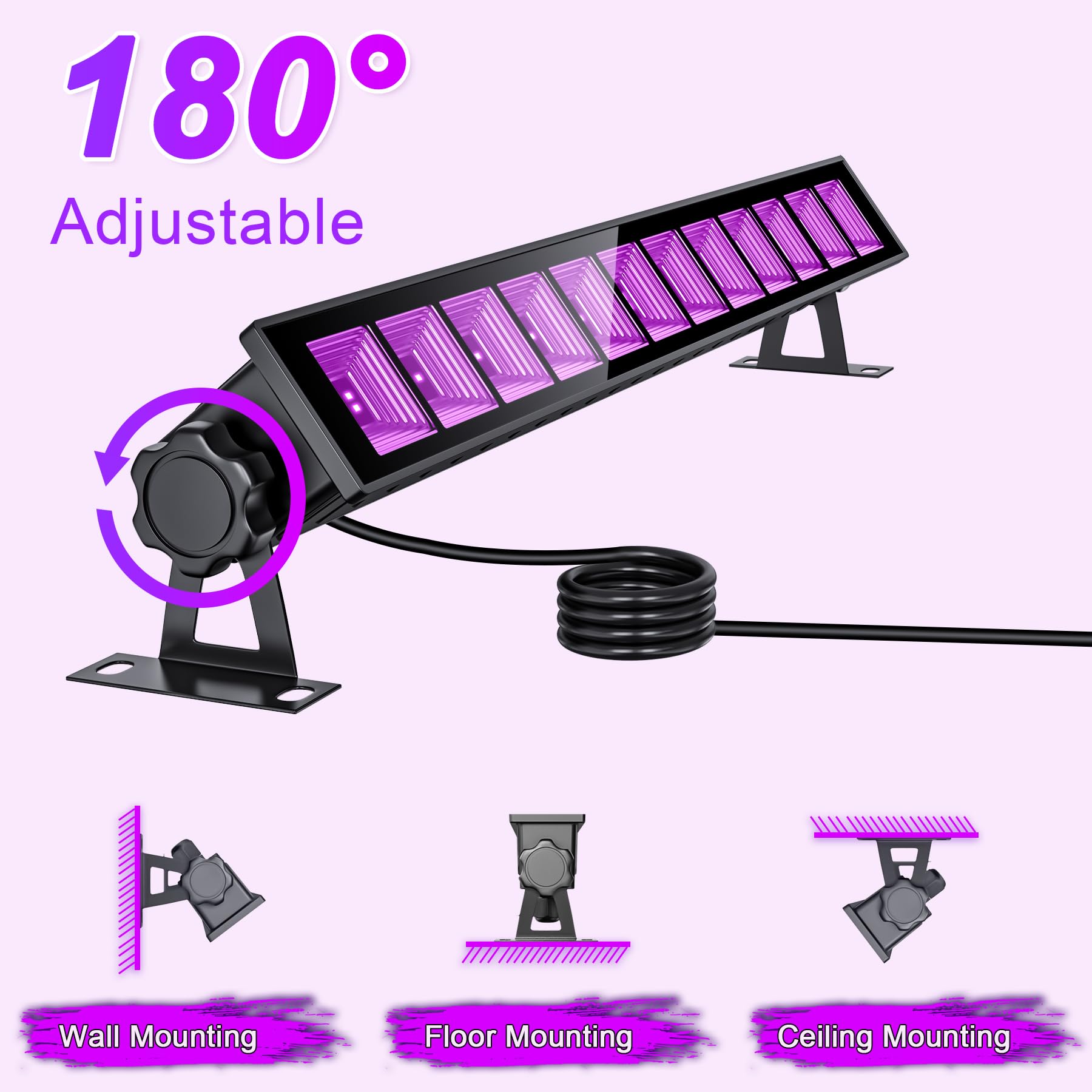 Luce Nera LED UV 45W, Barre UV 395 nm per Feste Fluorescenti, Pittura Corporea, Halloween, Poster Fluorescenti, Blacklight Party, Impermeabile IP66(Set da 2)