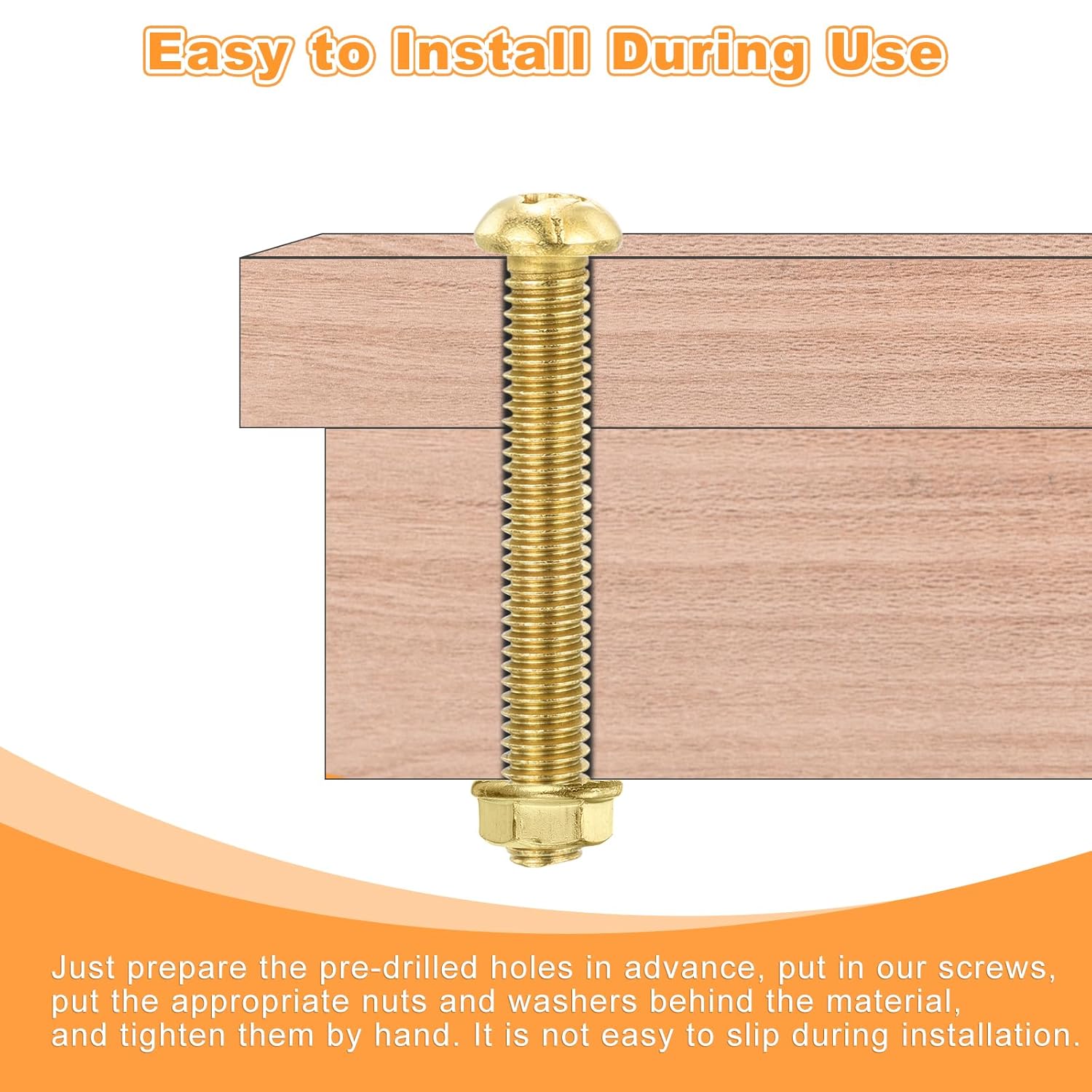 uxcell 36Pcs Brass Machine Screws, M6x40mm Phillips Pan Head Fastener Machinery Bolts, Pan Head Fastener Bolts for Furniture, Office Equipment, Electronics, Brass Tone