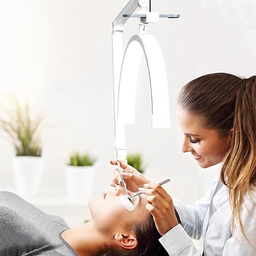 Miniatura 3 de Luz de pestañas para tecnología de pestañas, lámpara de pie LED de media luna para esteticista, extensiones de pestañas, cejas, escritorio de uñas,