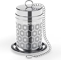Reinmoson Extra Fine Mesh Tea Infuser - 304 Stainless Steel Loose Leaf Tea Ball Steeper with Slim Threaded Lid & Chain
