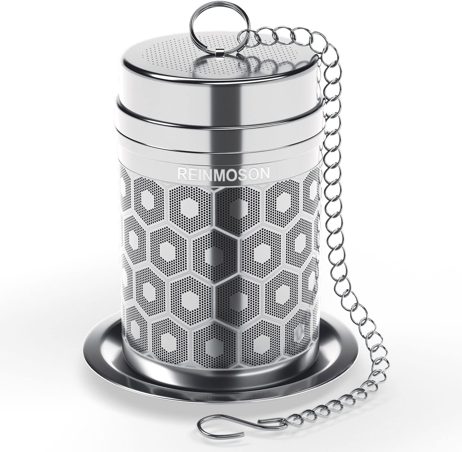 Reinmoson Tea Strainers for Loose Tea, Extra Fine Mesh Tea Infuser, 304 Stainless Steel & Updated Slim Threaded Lid, Loose Leaf Tea Steeper for Black Tea, Rooibos, etc