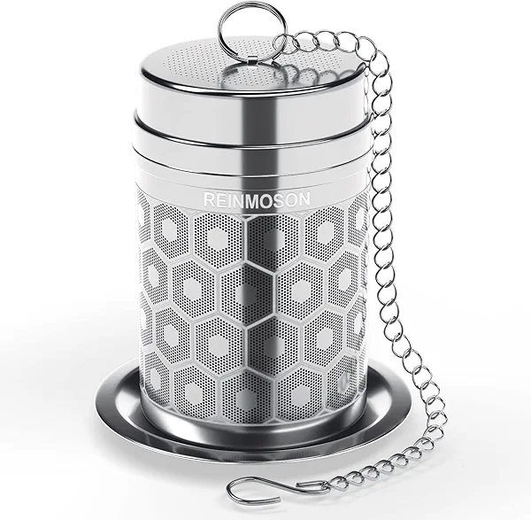 Reinmoson Tea Strainers for Loose Tea, Extra Fine Mesh Tea Infuser, 304 Stainless Steel & Updated Slim Threaded Lid, Loose Leaf Tea Steeper for Black Tea, Rooibos, etc