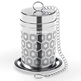 Reinmoson Tea Strainers for Loose Tea, Extra Fine Mesh Tea Infuser, 304 Stainless Steel & Updated Slim Threaded Lid, Loose Leaf Tea Steeper for Black Tea, Rooibos, etc