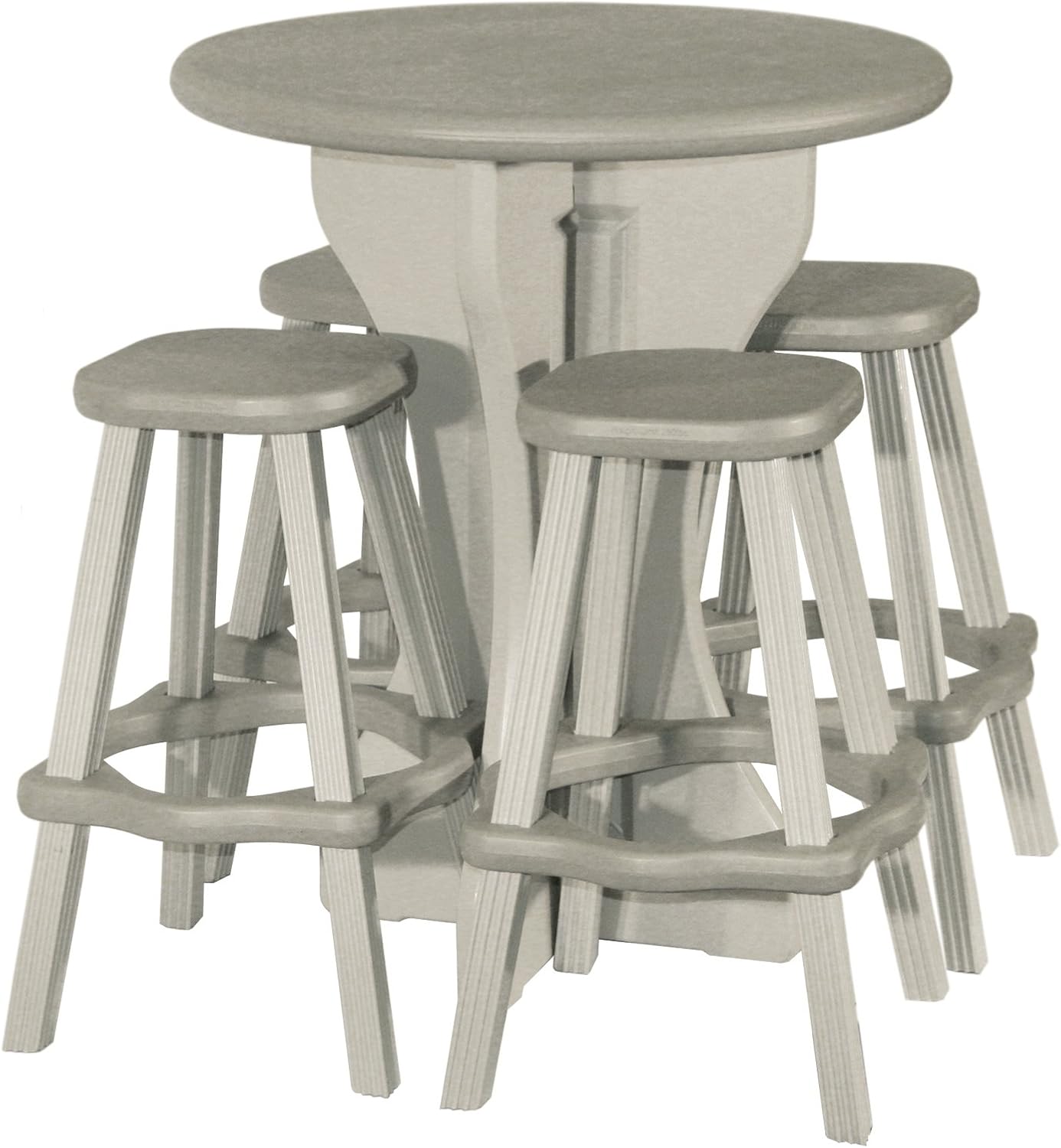 Patio Table Set with Four Barstools - Warm Grey Base with Deep Grey Accents - Perfect for Patio and Outdoor Spaces. Hardware Free Easy Assembly. Proudly Made in USA