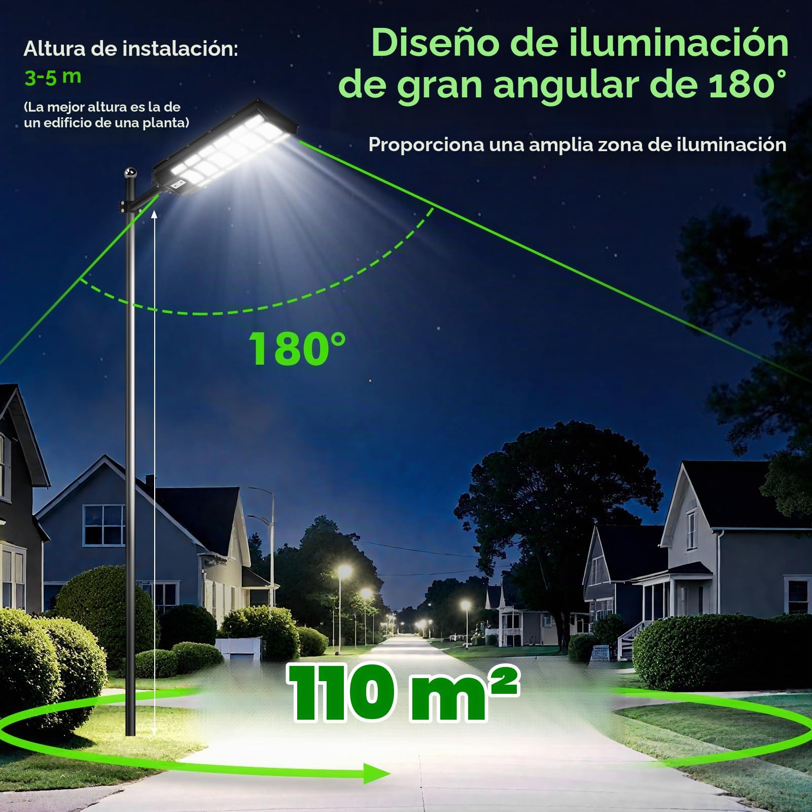 1200W Farola Solar Exterior con Sensor de Movimiento y Mando a Distancia, 792 LEDs 6500K, IP67 Impermeable, 3 Modos Inteligentes para Aparcamiento y Jardín