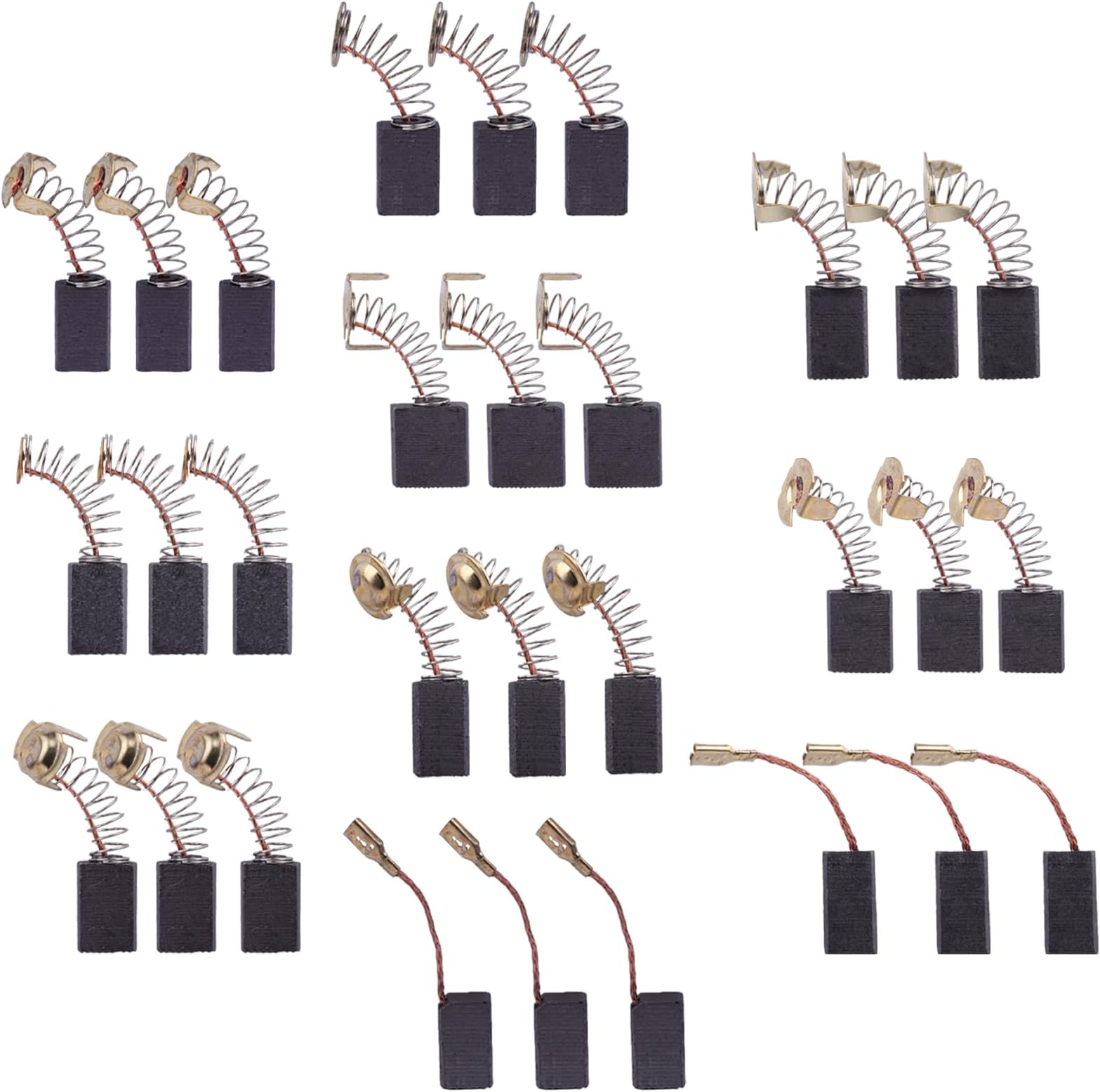 – 30PCS Electric Motor Carbon Brushes Kit, 10 Sizes Replacement Brush Set for Power Tools, Angle Grinders, Electric Hammer Drills, Copper Graphite Brushes for Motor Repair and Maintenance