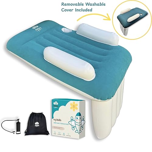 Miniatura 9 de Cama inflable de viaje para niños pequeños con funda  Extensor de asiento de avión para niños, colchón de aire de viaje para bebé, esenciales para