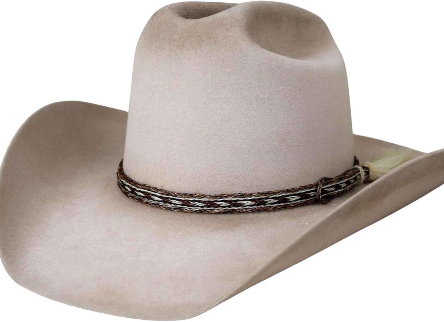 Paint Western Horsehair Hat Band – Adjustable Cowboy Hat Accessory with Single Tassel – Brown Pattern Braided Horse Hair Band for Felt & Straw Hats