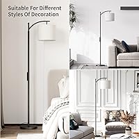 Vista 5 de SUNMORY Lámpara de pie de arco, moderna lámpara de pie con control remoto y bombilla regulable continua, lámparas de pie de metal con pantalla Negro