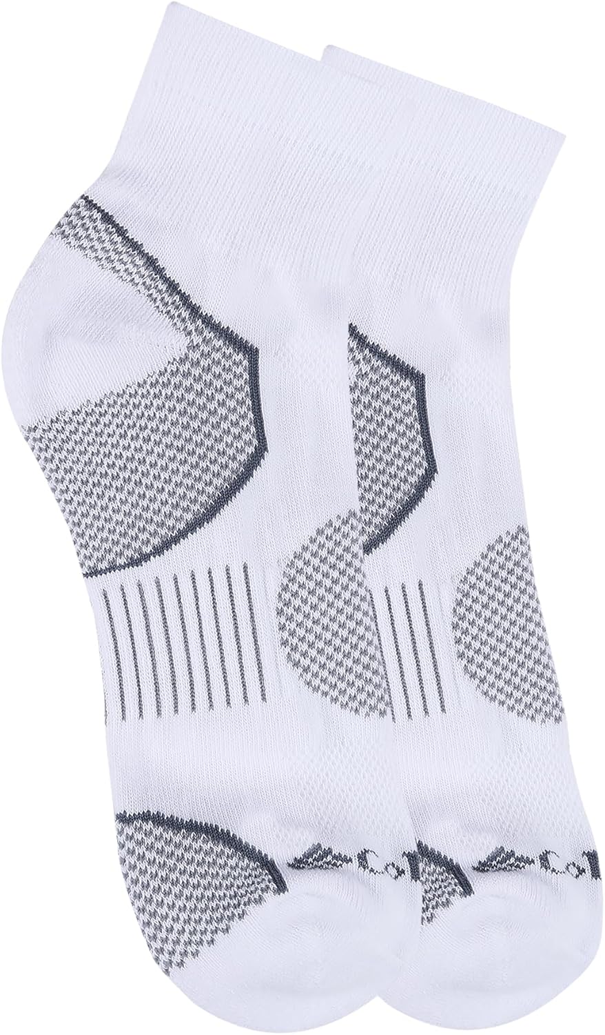 Columbia Balance Point Quarter Sport Sock 2 Pair, M10-13, White