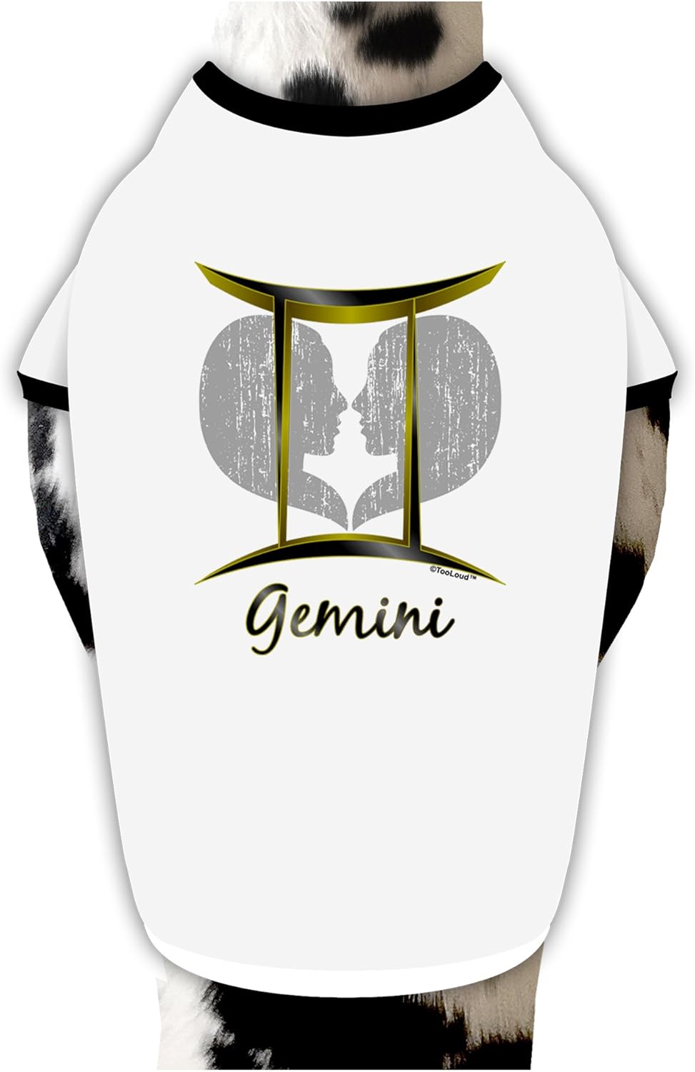 TOOLOUD Gemini Symbol Dog Shirt White with Black Medium
