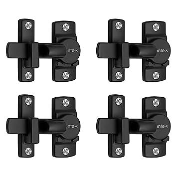 Plantex Door Latch Lock for Main Door/Bathroom/Balcony/Wardrobe/Bedroom – Flip Latch Stopper for Home, Door Chitkani/Baby Safety Lock – Pack of 4 (Black) - image, photos