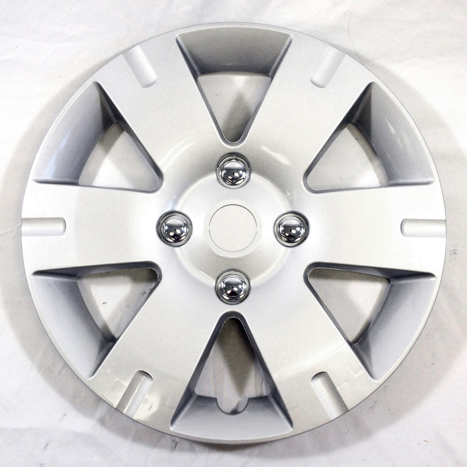 Set of 4 15" Push-on Silver 6 Spoke Hubcaps for Nissan Sentra 2007-2012