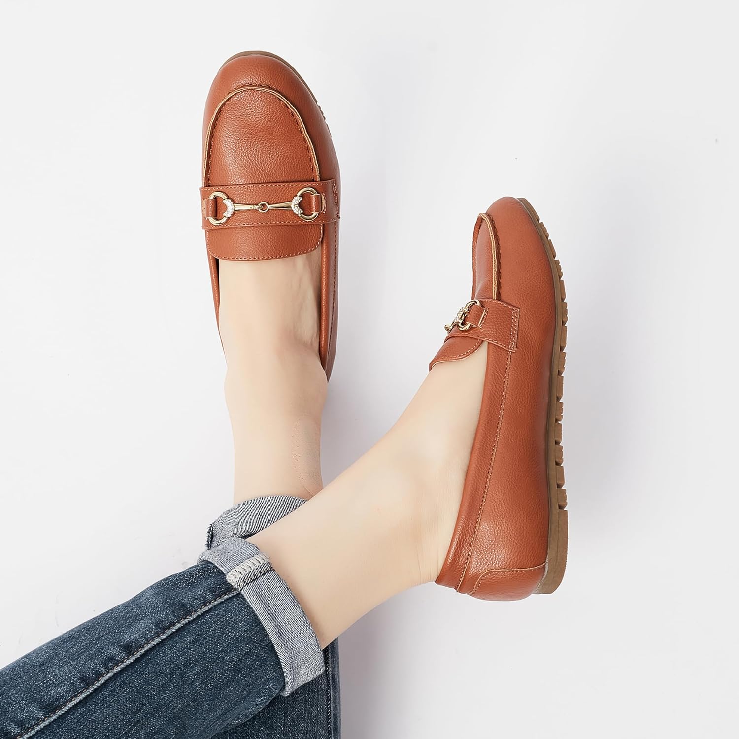 Women's Wide Loafers Casual Slip on Flat Shoes Women's Comfort Penny Loafers with Arch Support Women Dressy Moccasins - Image 7