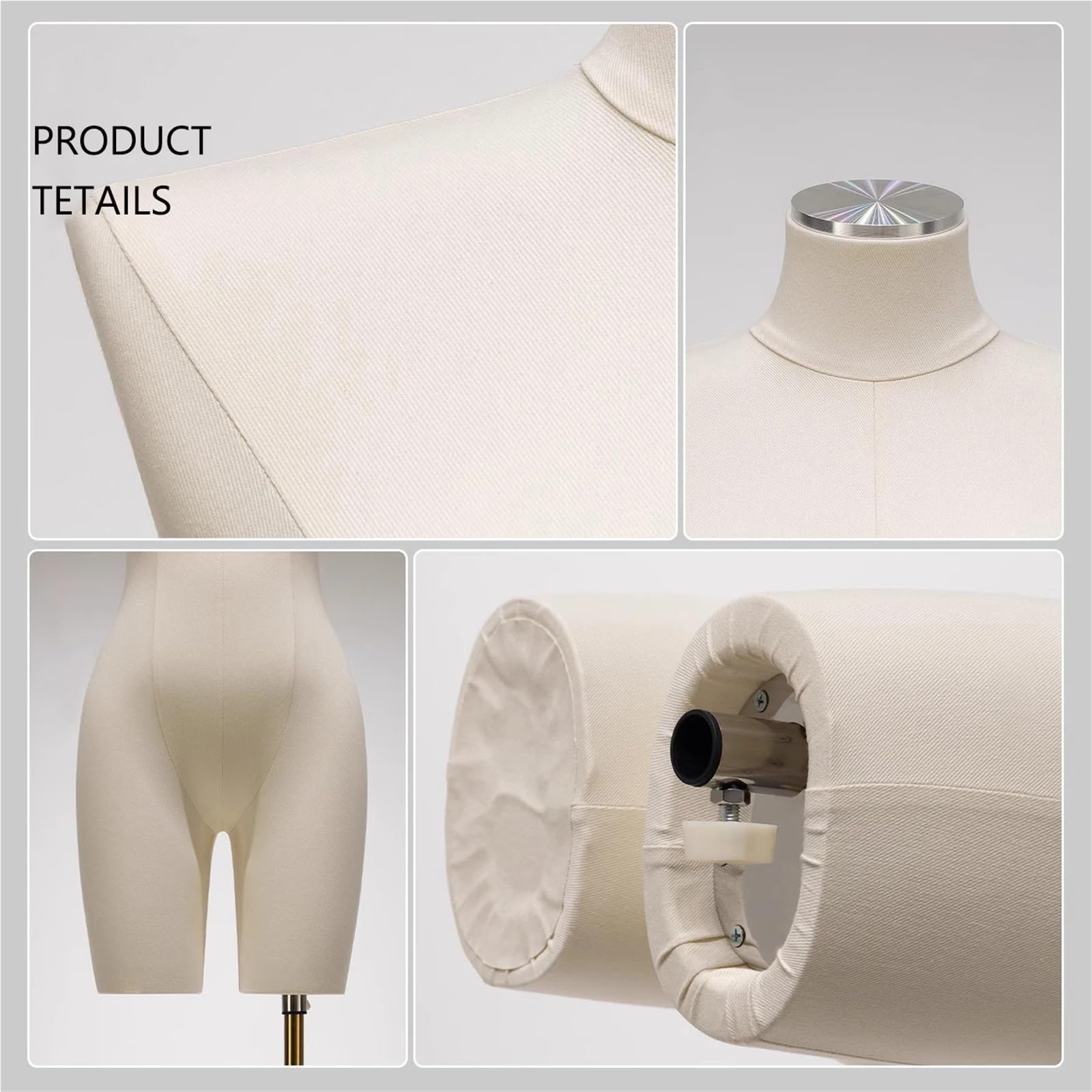 Schneiderpuppe Weiße langbeinige Schaufensterpuppe Vêtement Femmes Kleid Form Eine weibliche Attrappe Halbkörper for Kleidung Display(Silver Base)