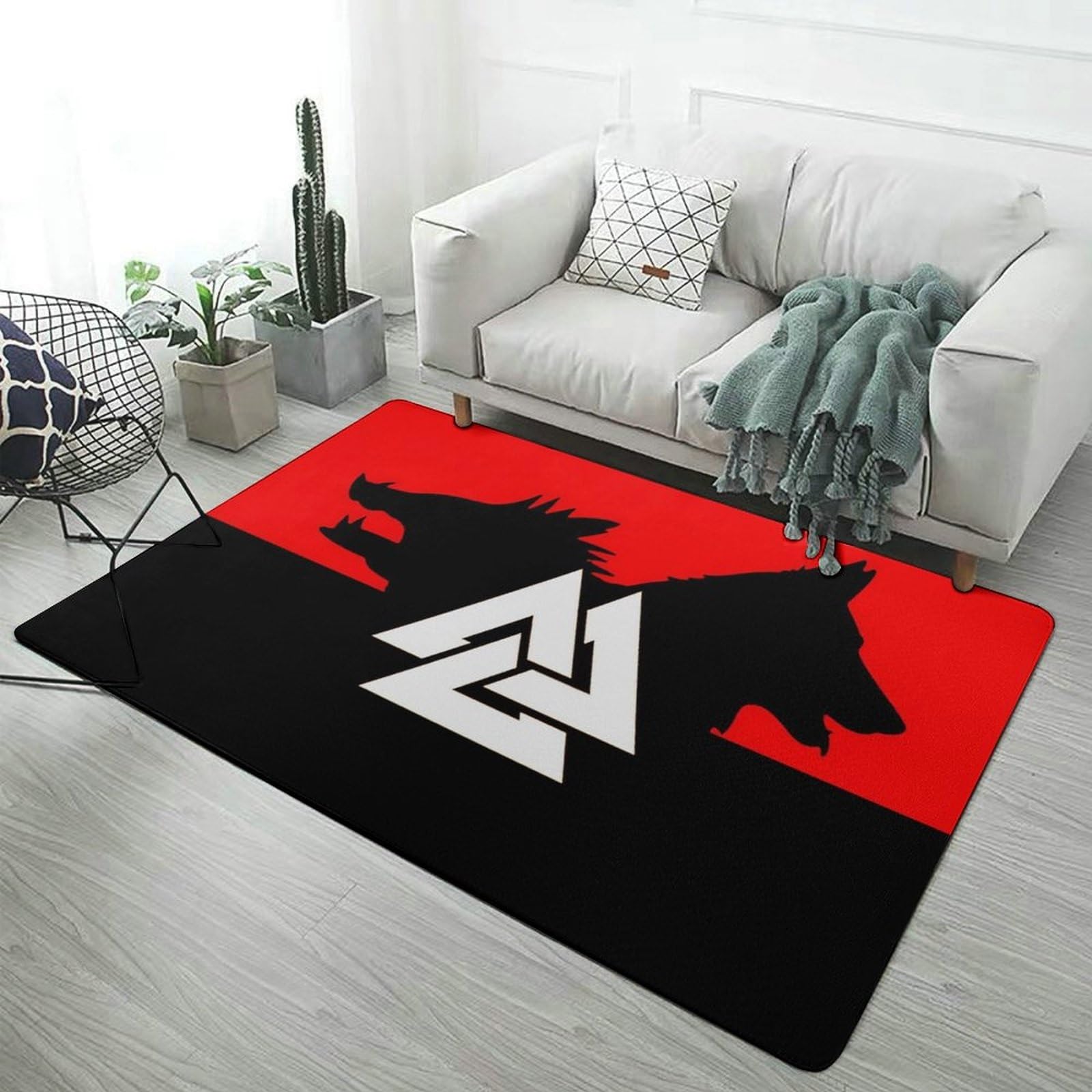 Tapis loup mythologie nordique velours corail tapis de sol intérieur