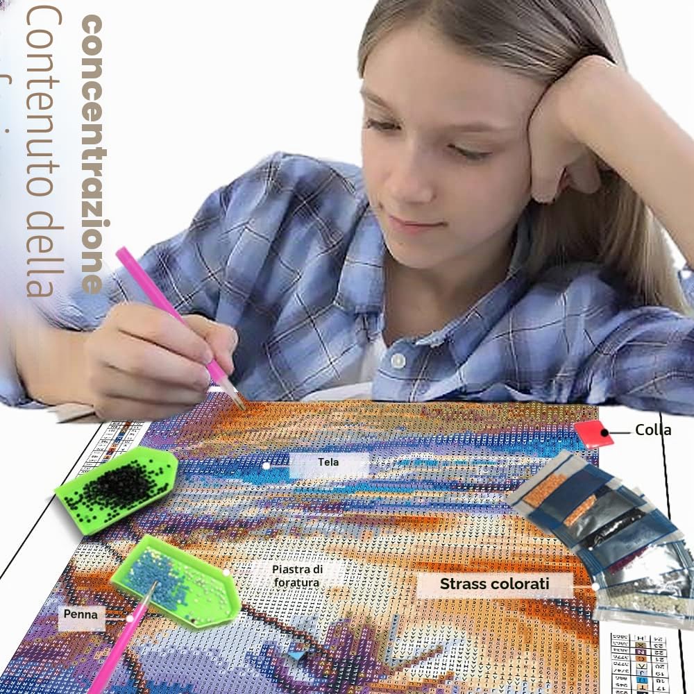 Kyduu 6 Pezzi Pittura diamante 5d fai da te Kit Strass, Punto Croce Pittura Diamante Kit, Diamond Painting Kit Completo, Kit per Diamond Painting 5D