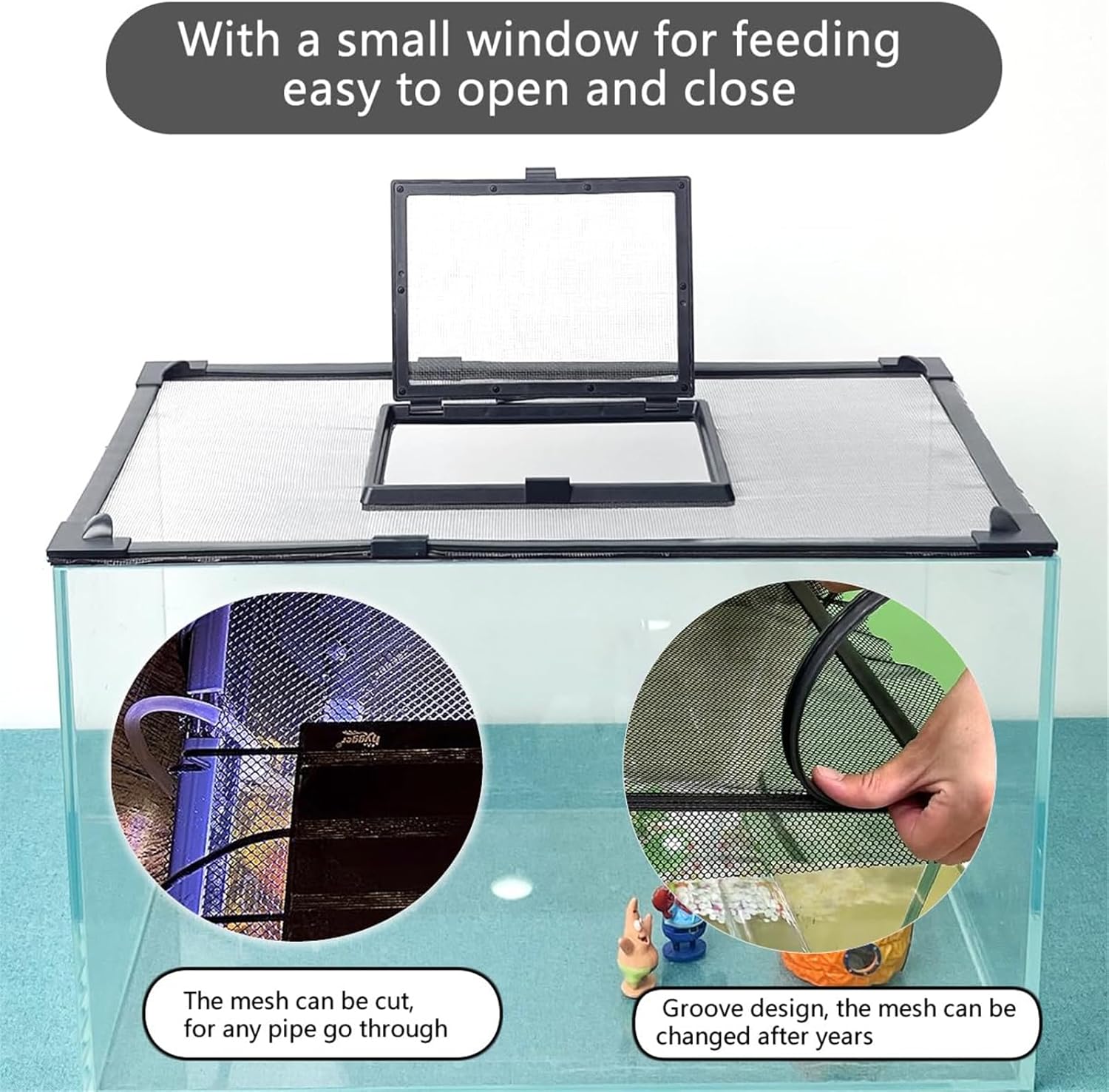 ordinarYone Magnetic Aquarium Cover with Feeding Port Fixed Clip for Fish Tanks and Easy Installation