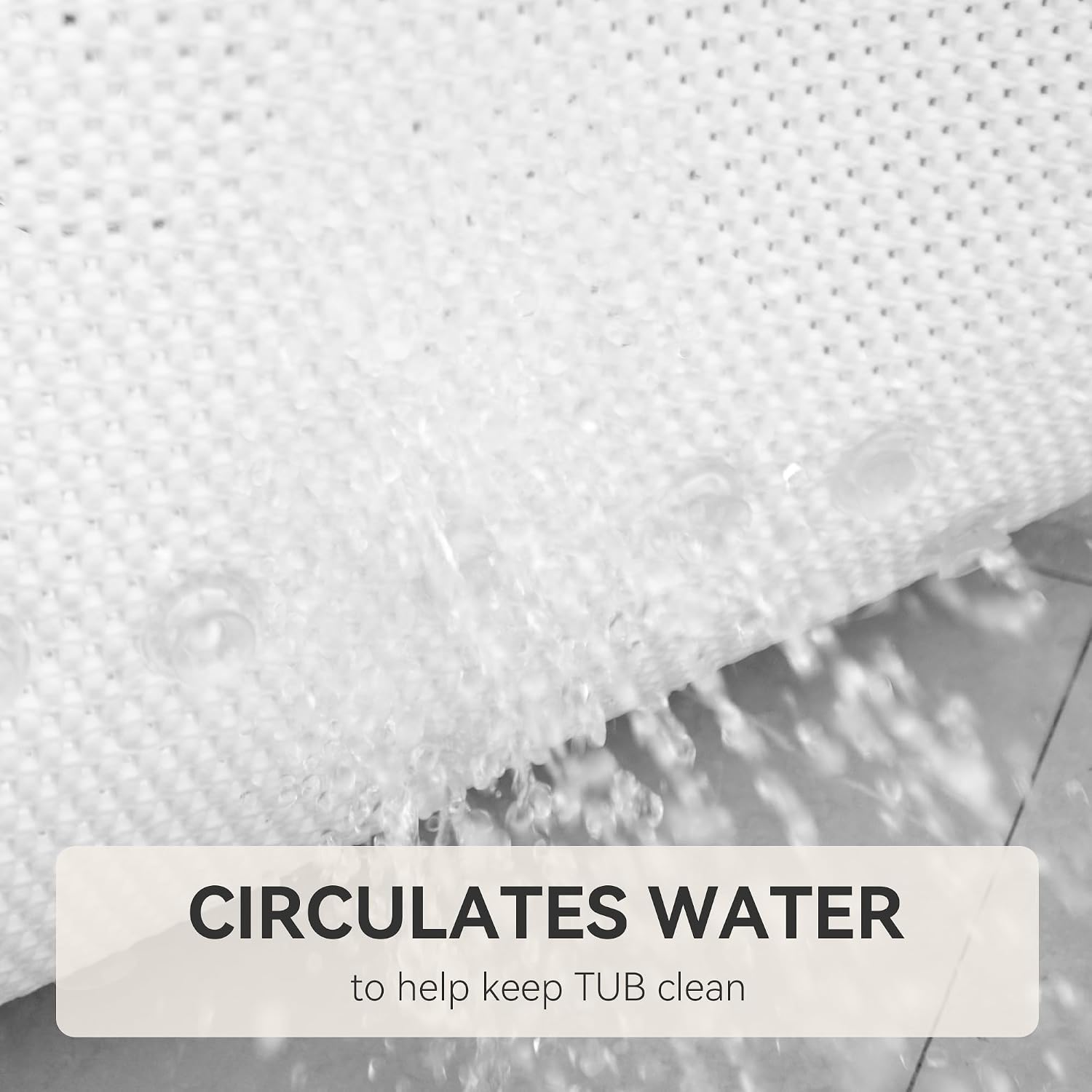 Bathtub Mat Non Slip, Soft Foam Bath Mat for Tub, Bathtub Mat with Drain Holes, Suction Cups Shower Mat (White, 36''X17'')