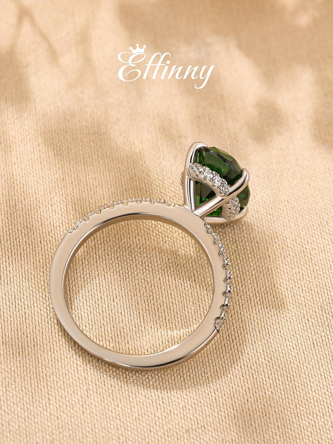3.5ct Green Oval Engagement Ring for Women,925 Sterling Silver Promise Ring - Image 6