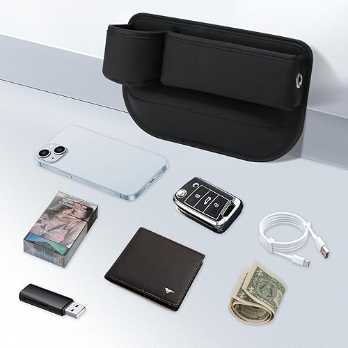 Miniatura 5 de Organizador de espacio para asiento de automóvil, caja de almacenamiento universal para espacio de asiento 2024, soporte de taza de cuero para