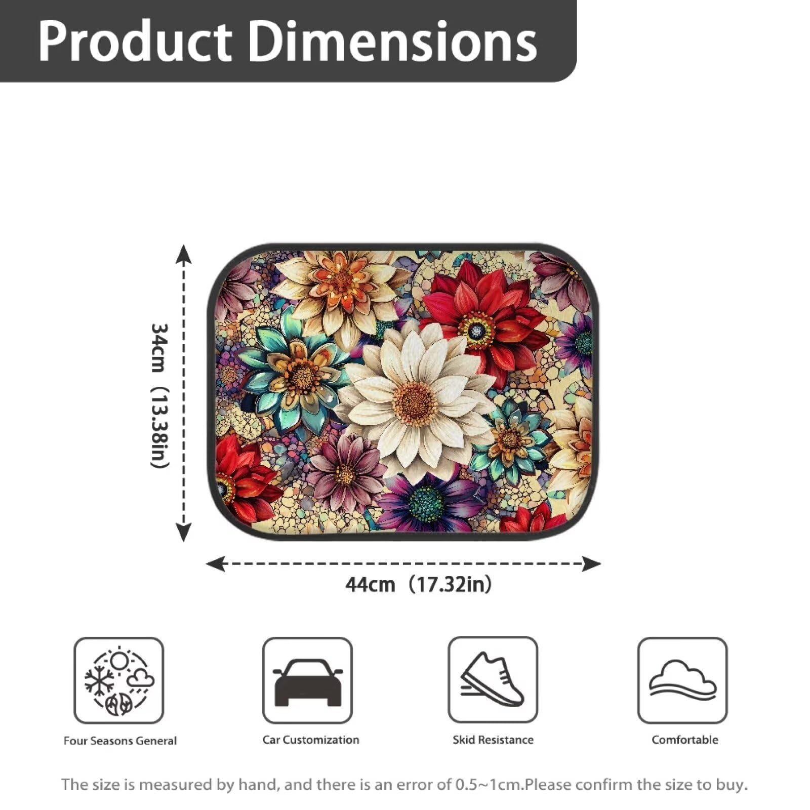 Cozeyat Boho Floral Car Floor Mats 2 Pack Car Floor Mats Heavy Duty All Weather Floor Mats Non — view 5