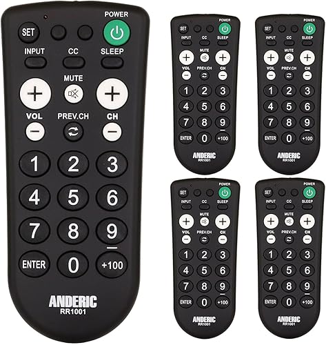 Vista 10 de Anderic RR1001 Simple TV Control remoto universal – Funciona en todas las marcas – Ideal para hoteles y habitaciones de hospitalidad – Control
