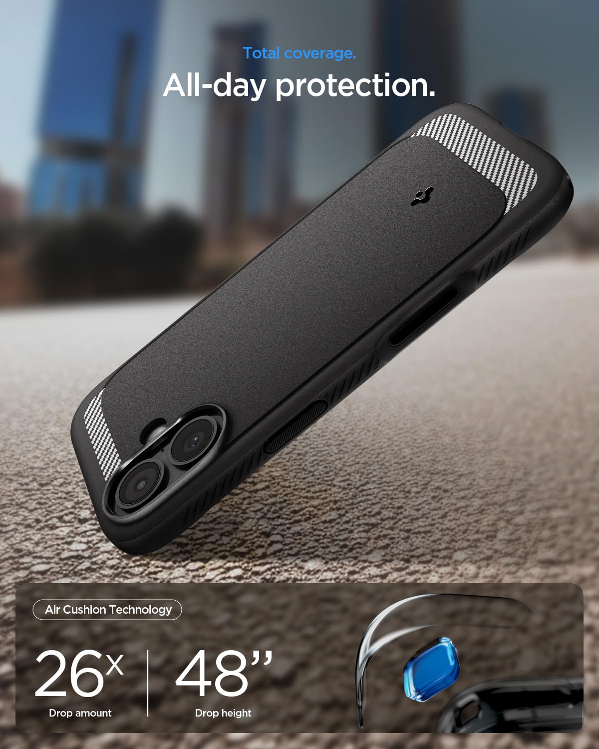 Spigen Funda para iPhone 17, Rugged Armor MagFit Compatible con MagSafe - Negro Mate
