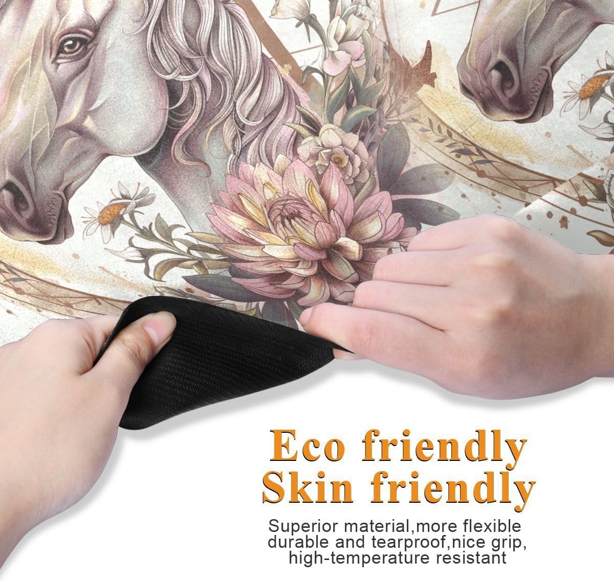 ALAZA Unicorn Flowers Golden Geometric Circles Triangles Yoga Mat Non Slip Fitness Exercise Mat, Workout Mat for Yoga, Pilates and Floor Exercises