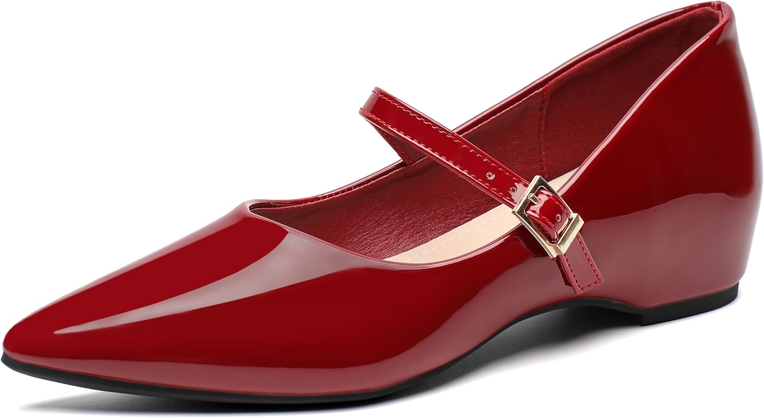 Womens Flat Shoes with Arch Support and Hidden Wedge Heel, Ballet Flats, Mary Jane Work Flats, Comfortable Dress Shoes