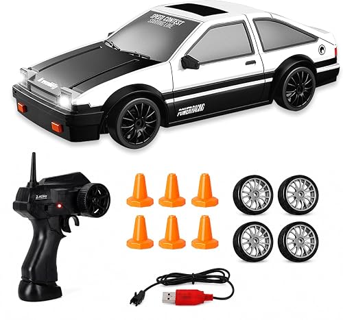 Siereolly Coche de derrape teledirigido a escala 1:24, 2,4 GHz, 15 km/h, tracción en las 4 ruedas