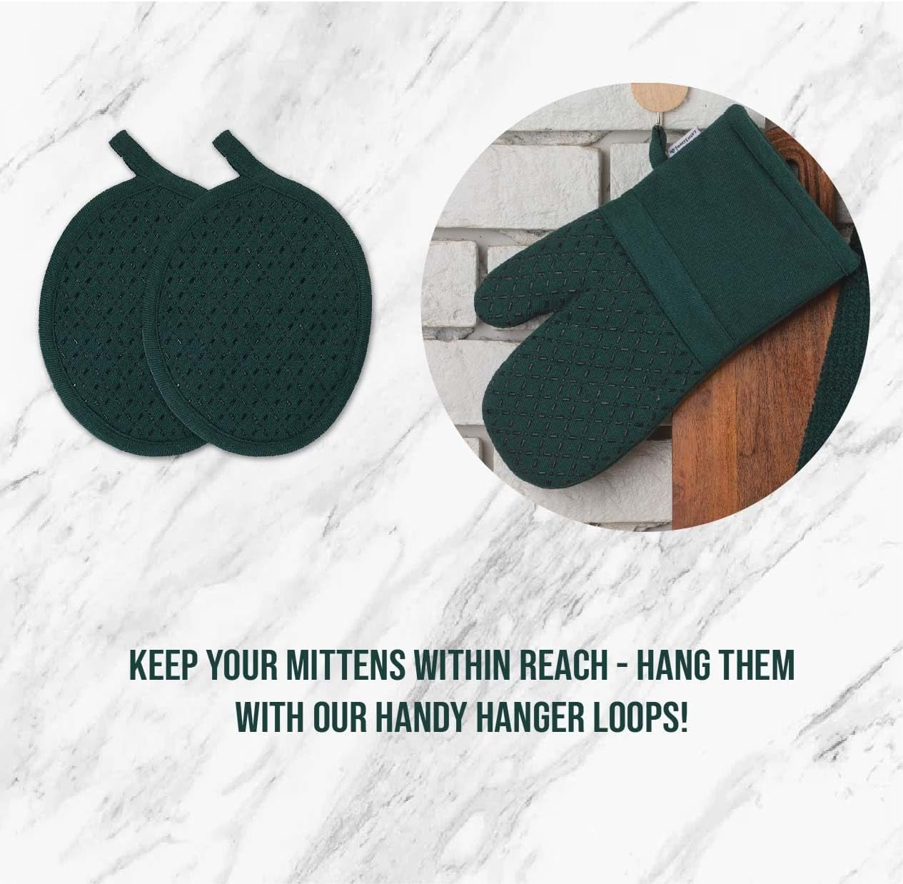 LANE LINEN Dish Towels and Dishcloths Sets - 16 Pc Kitchen Mitts and Pot Holders, 100% Cotton Kitchen Dish Rags for Washing Dishes - Green