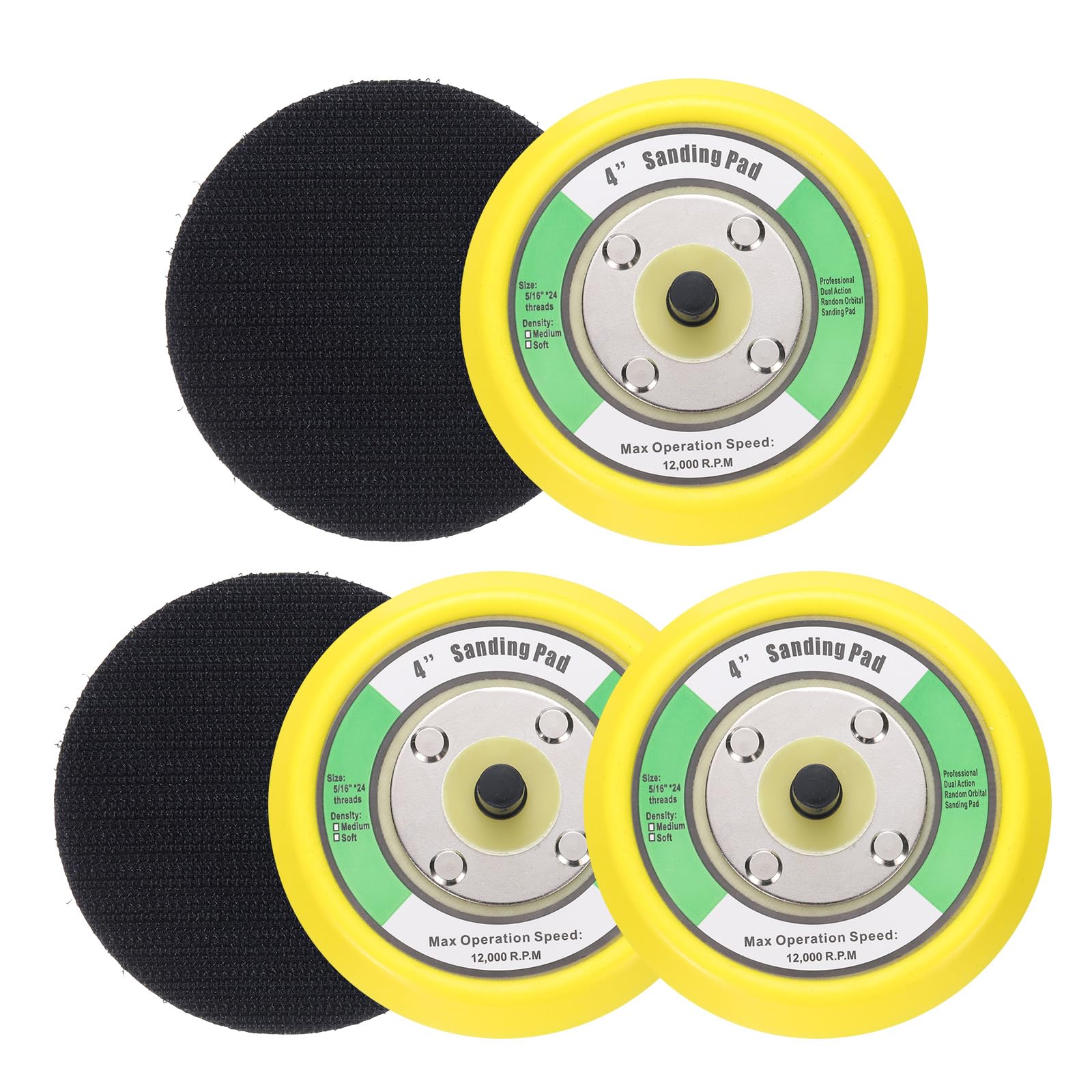 Sourcingmap 4 Inch Hook and Loop Backing Sanding Pads with 5/16"-24 Thread for Diamond Sanding Finishing Polishing Buffing Pads