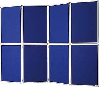 magnetoplan 8-Panel Faltbare Präsentationswand oder Raumteiler 2440 x 1810mm, doppelseitiger Filz Sichtschutz für Büro, Raumteiler, Messestand Display - Blau