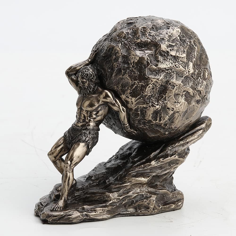 Veronese Design 4 3/8 Inch Tall Sisyphus Rolling The Boulder Cold Cast Bronzed Resin Greek Roman Sculpture Collectible Figurine