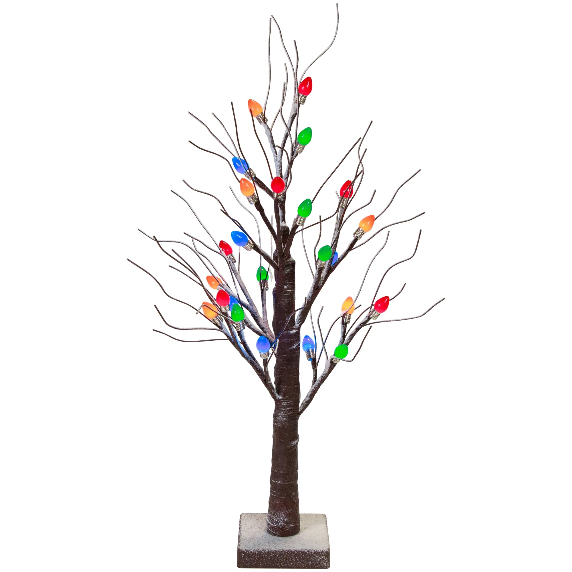 Northlight LED Lighted Frosted Tabletop Christmas Tree - Multi-Color Lights, 24", Multi-Colored