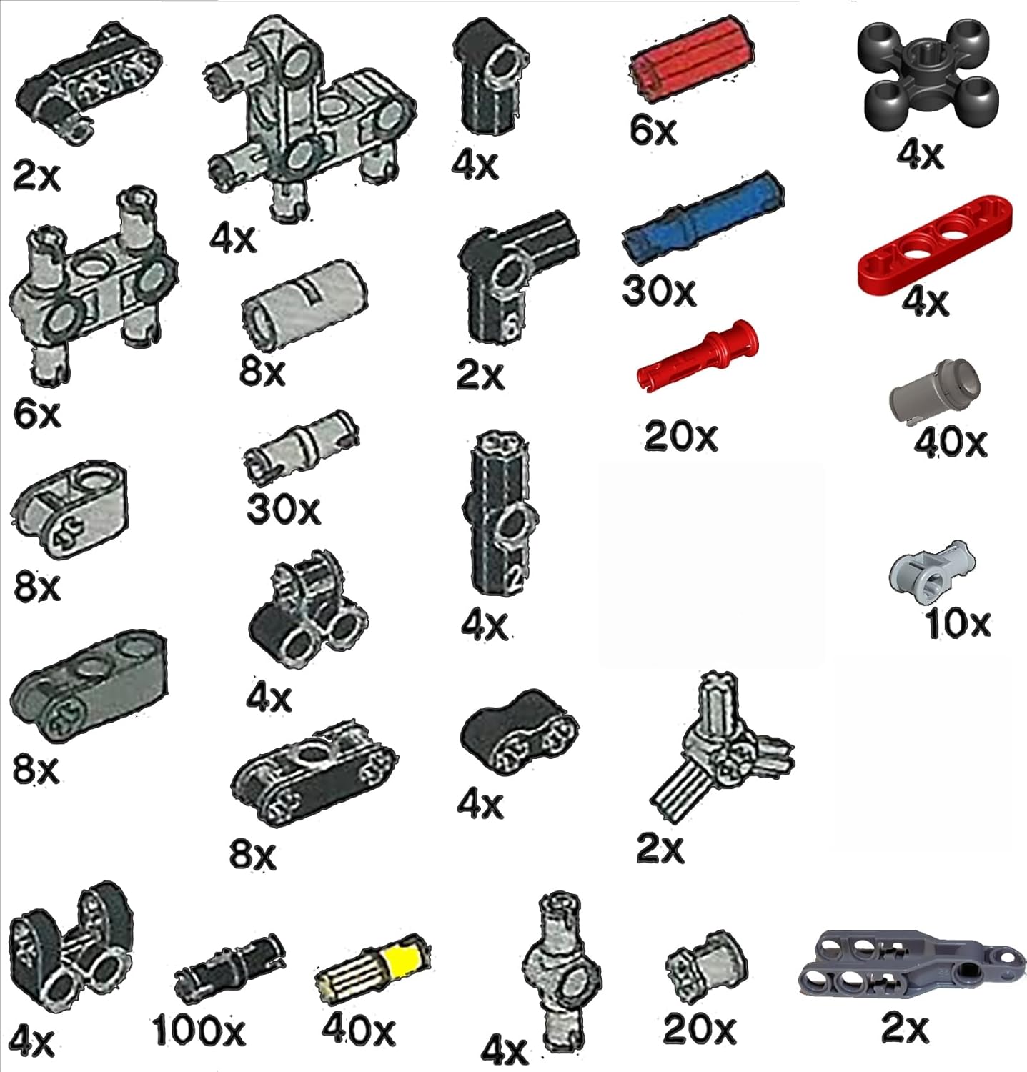 Technic Parts Compatible with Lego Bricks Pegs Joints Peg-Joints Pack Axle Building Blocks MOC 388Pcs/Set