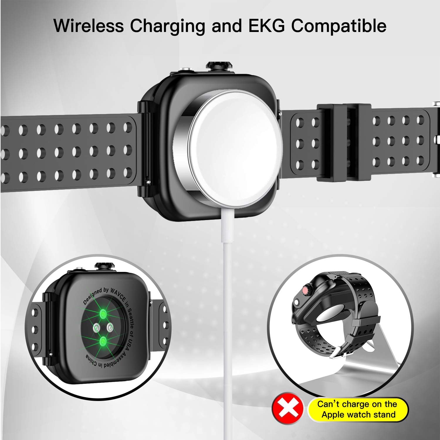 SPIDERCASE Waterproof Case for Apple Watch Series 3 42mm with Premium Soft Silicone Band, Built-in Screen Protector Full Body Rugged Case, Anti-Scratch Shockproof Case for Apple Watch Series 3 42mm