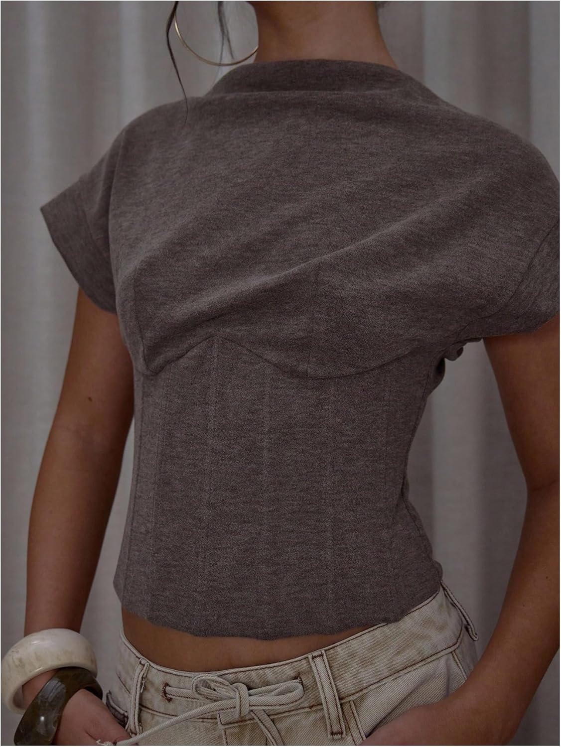 SOLY HUX Women's Crew Neck Cap Sleeve Shirts Tank Top Zip Back Casual Pullover Going Out Tops - Image 4