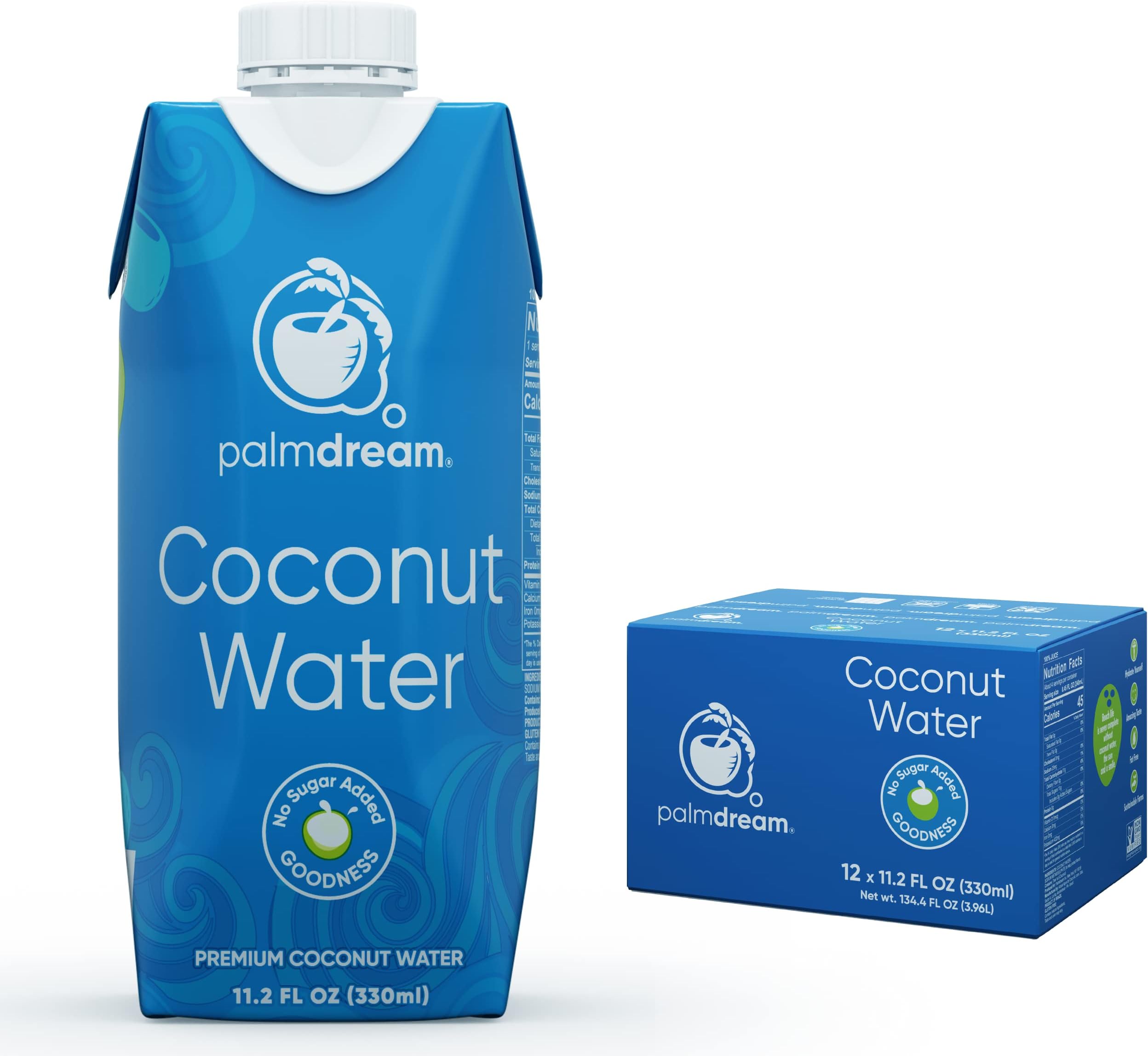 Palmdream Coconut Water - 100% Natural - No Sugar Added - 330 Ml (Pack Of 12)