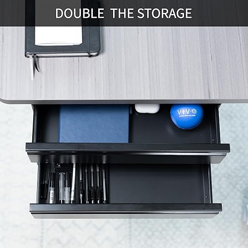 Miniatura 8 de VIVO DESK-DR02 - Cajón de escritorio de doble nivel deslizable de 16 pulgadas, almacenamiento debajo del escritorio, 2 capas, negro, DESK-DR02
